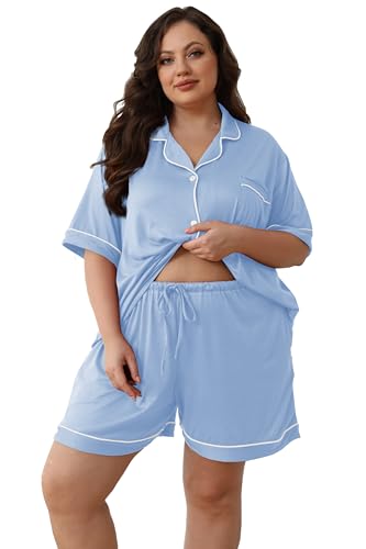 Givtzzod Women Plus Size Pajamas Button Down Short...