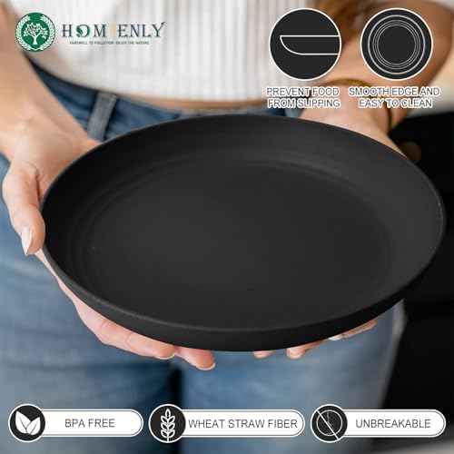 Image of Homienly Premium Wheat Straw Dinner Plates, Reusable 8 PCS Unbreakable Plates 10 inch Plate Set, Alternative Plastic Plate Microwave and Dishwasher Safe Plates Set for Home - GreyStone