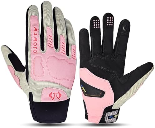 Summer Breathable Pink Motorcycle Gloves for Women,Touchscreen Mo...