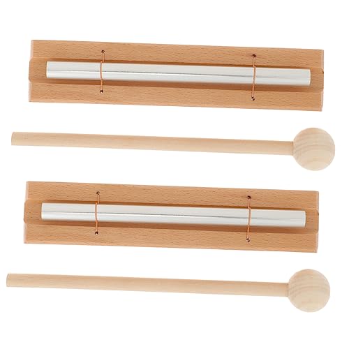ibasenice 2Set Mindfulness Chimes Classroom Hand Bell Reminder Chime Simple Percussion Instrument for Music Teaching Meditation Chime with Base and Polished Tube Healing