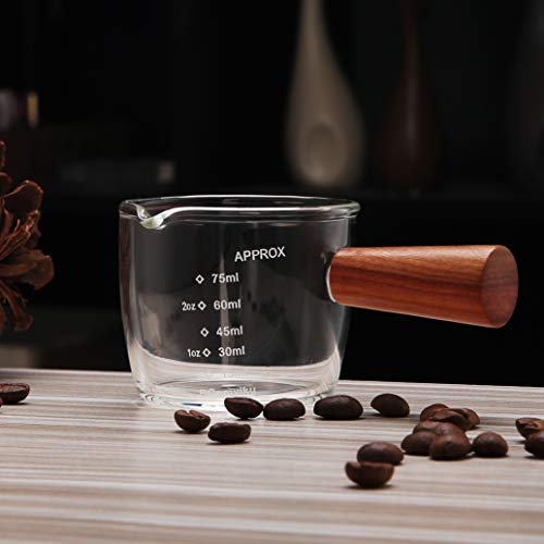 Bcnmviku 1 Pack Espresso Shot Glass 75Ml Triple Pitcher Barista Single Spouts With Wood Handle #TOP1