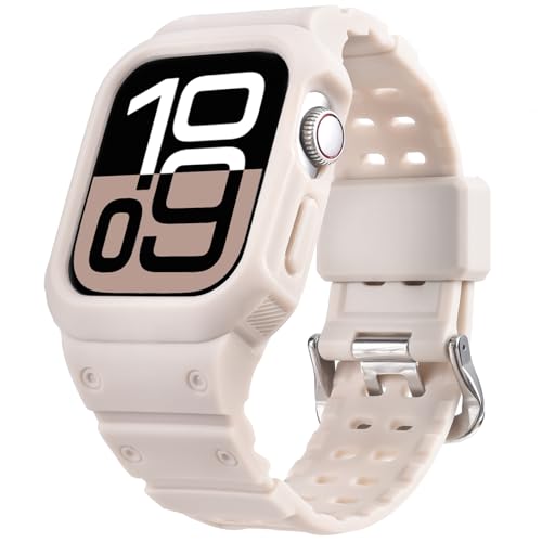 CRIS-BAND Bumper Bands Compatible with Apple Watch Band 45mm 44mm 42mm 41mm 40mm 38mm for Women Men, Water Shock-Proof Strap for iWatch Apple Watch Band with Case for Series 9 8 7 6 SE 5 4 3 2 1