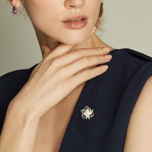 Image of Flower Brooch for Women Rhinestone Flower Brooch Pins Floral Brooches Jewelry Gift for Mom Wife