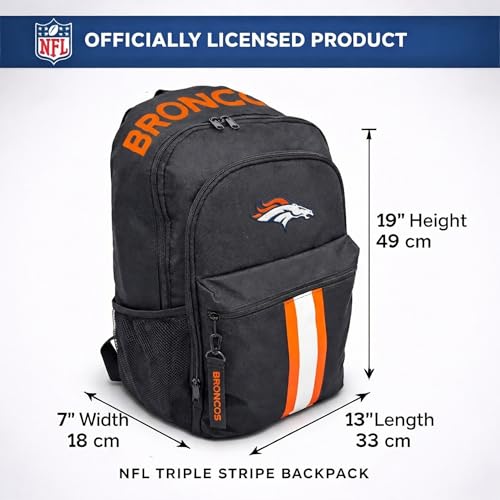 Image of NFL Denver Broncos Backpack - Triple Stripe Wordmark Design with Keychain