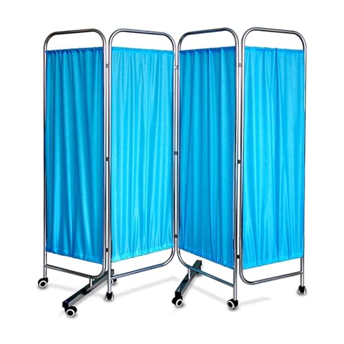 4 Panel Mobile Medical Privacy Screen Room Partition, Ward/Beauty Salon/Health Hall Standing Door Partition, Folding Iron Frame