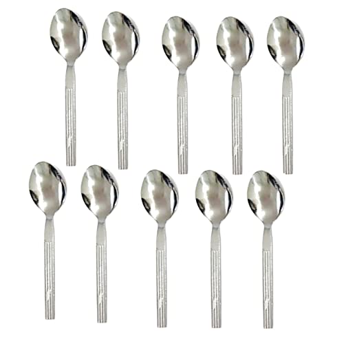 Buystarget 10x Stainless Steel Teaspoons Everyday Tea Spoon Set Coffee Drink Kitchen Home