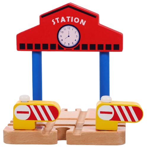 Toyvian 線路のおもちゃ レールウェイトイ 木造駅プラットホーム DIYキッズモデル 木製の列車の建物の付属品 装飾的な駅のプラットフォーム プレイングステーションプラットフォームモデル