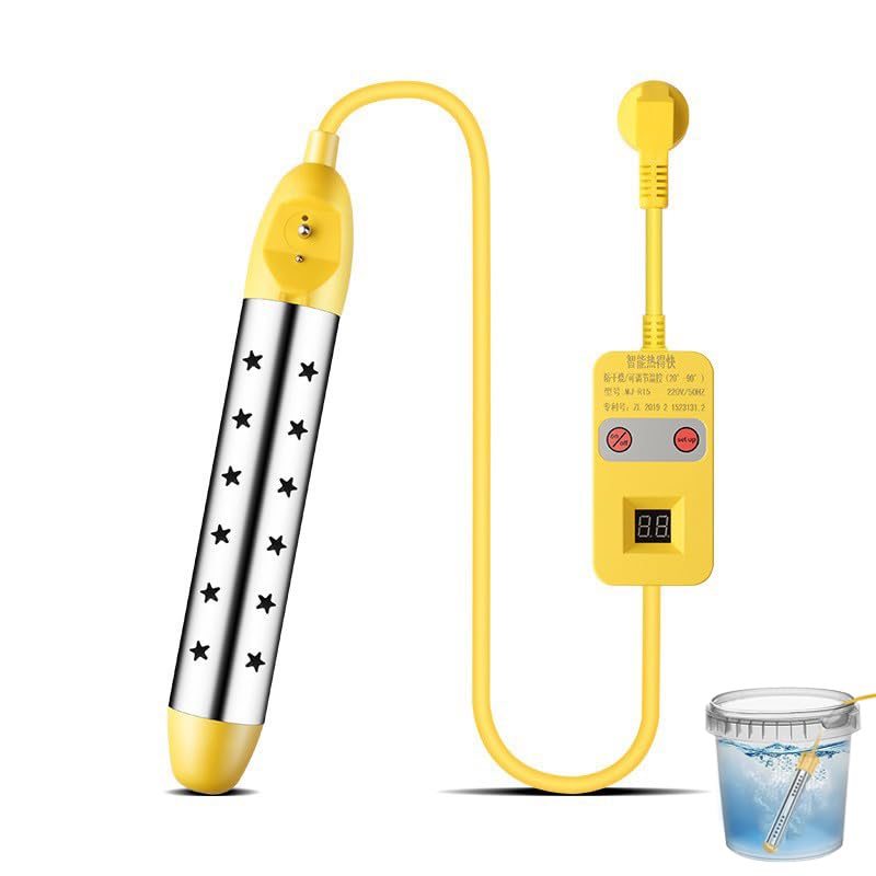 ELECDON Immersion Water Heater, Portable Electric Bucket Heater with Adjustable Thermostat, Dry Running Protection, Anti Scalding, Water Heater Electric for Shower, Heat 5 Gallons of Water in Minutes