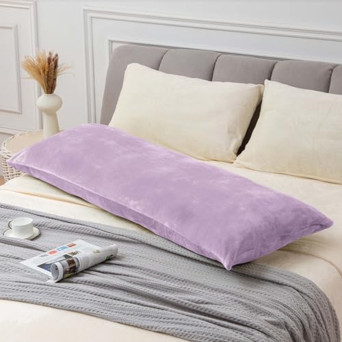 Image of BEDELITE Body Pillow Cover with Zipper, Lavender, 20x54 Inch, 1 Pack | Body Pillow Pillowcase, Super Soft and Cozy Fuzzy Fleece, Luxury Plush Long Pillowcase, Versatile Comfort for All Seasons