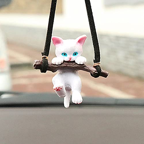 Flying Cat Car Hanging Ornament,URMAGIC Car Interior Rear View Mirror Hanging Pendant,Car Mini Cat Pendant Hanging Swing,Cute Branch Cat Toys,Car Decor Interior Hanging Pendent,Auto Decoration