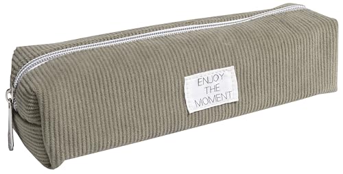 Exacompta - Réf. 52960E - 1 trousse carrée VELVET en velours cotelé pastel avec une étiquette imprimée - couleurs aléatoires : bleu, rose clair, vert...