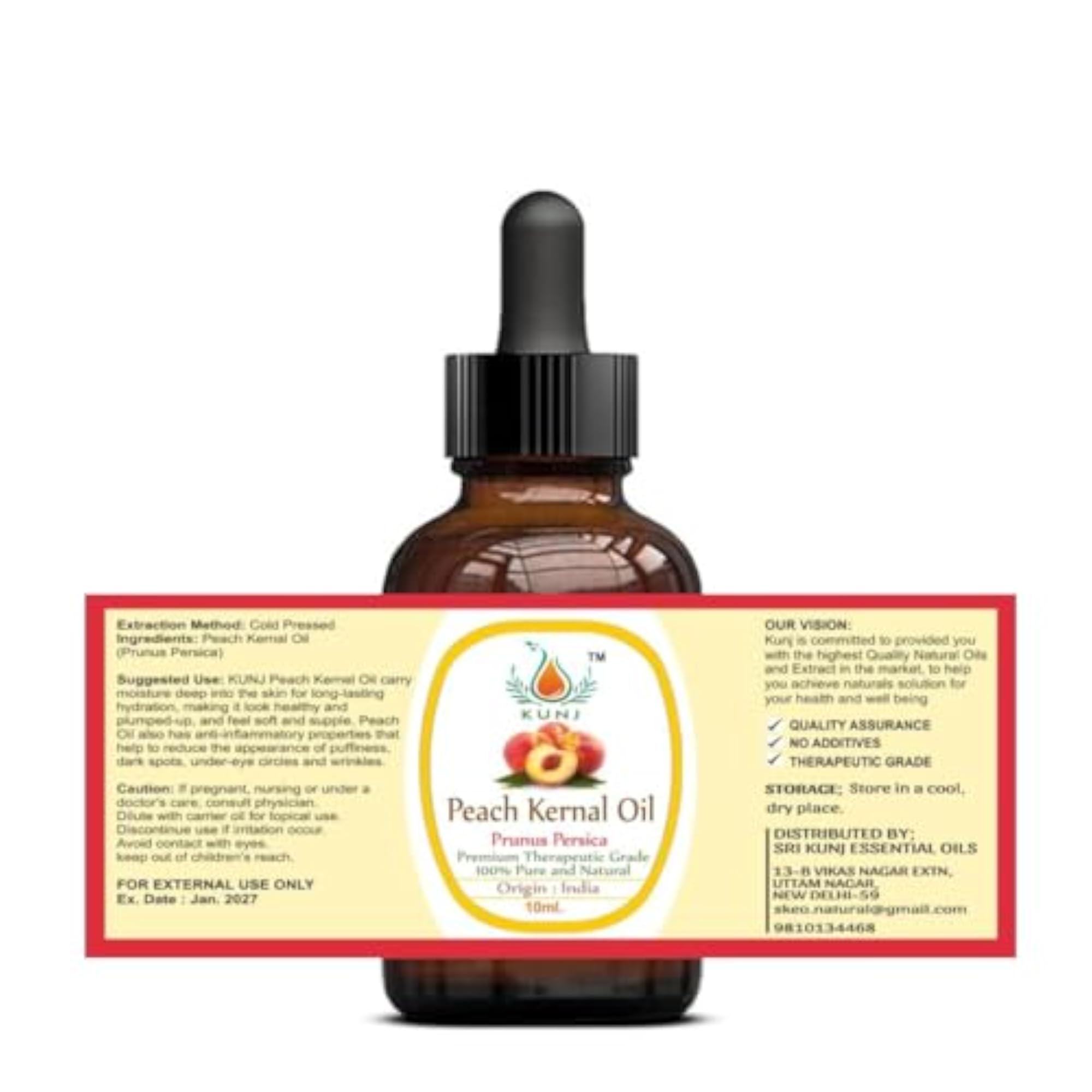 Peach Kernel Oil, 100% Pure & Natural Therapeutic Grade