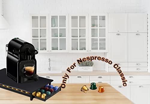 EXZACT Coffee Capsule Storage Drawer and Machine Stand 2-in-1 for Nespresso Classic Pods, Capacity 40 Pods  Matte Finish Top, Anti-Slip, Anti-Vibration Design. Holder, Dispenser, Stand