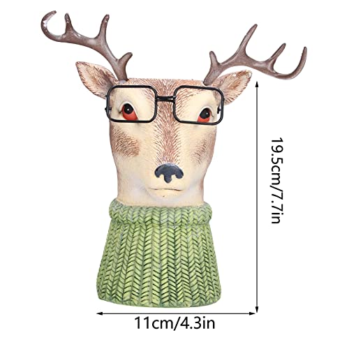 Animal Vase Decoration めがねをかけた動物型樹脂製花瓶 インテリア小物 ドライフラワー用 卓上オーナメント (F668985) [4]