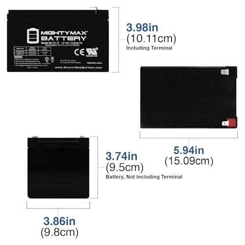image for Mighty Max Battery ML15-12 - 12 Volt 15 AH, F2 Terminal, Rechargeable 