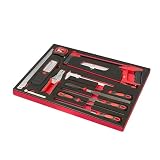 SOGI TER-17 Assortimento di 13 utensili - metro - lampada LED - righello - cutter - calibro - seghetto - lime varie