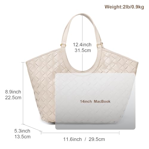 Bolsa Tote Tejida para Mujer en Cuero miniatura 6