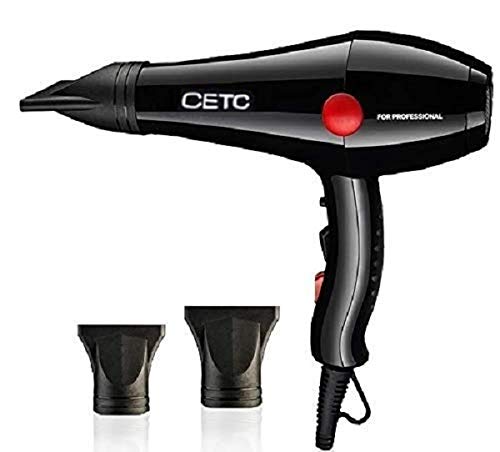 CETC Professional 2000W Ionic Salon Hair Dryer, Black, 2 Speeds, 2 Heat Settings, Cool Shot, Concentrator Nozzle, Nylon Shell, Standard Warranty