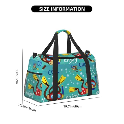 40l Gym Travel Duffel Bag Monkey Diving Enjoy Holiday Carry-On Workout Overnight Backpack2