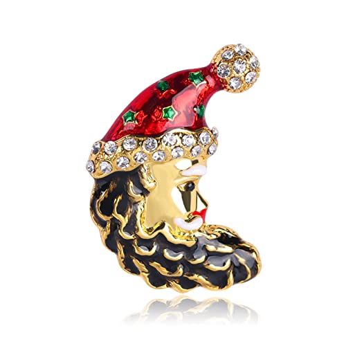 Broche de Noël en émail pour femme avec strass brillants chic