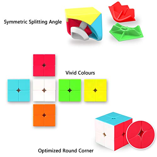 Cooja Zauberwürfel 2x2, Speed Cube 2x2x2 Magischer Würfel Speedcube, Schnelles Glattdrehen Robust Spielzeug für Jungen Mädchen