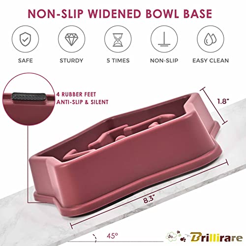 2 Pack Slow Feeder, Non Slip Dog Bowl, Fun Puzzle Feeding Bowls, Eco-Friendly Non-Toxic, Preventing Choking Healthy Design Pet Eat Feeders, Stop Bloat For Fast Eaters, Yellow/Red-By Brillirare #TOP1