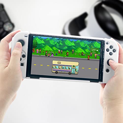 Switch Oled Protective Case, Switch Oled Case Front And Back, Ergonomic And Comfortable Pc Grip Case For Switch Oled Console And Joycon(White） #TOP5
