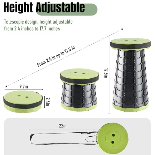Image of Doseno Upgraded Foldable Stool Thickened, Portable Collapsible Stool Retractable Stool for Fishing, Hiking Tours, BBQ, Parties, Outdoor Activities