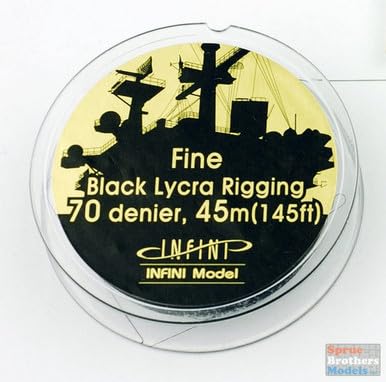 Infini Model Sprue Brothers Black Lycra Ship Rigging - Fine 70 Denier (0.091mm x 145 feet), INFIR0701B, Various