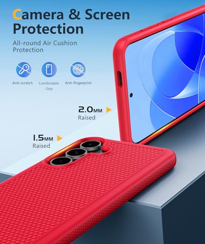 Image of FNTCASE for Samsung Galaxy S25 FE Case: Shockproof Protective Lightweight with Screen Protector Duty Rugged Cell Phone Cover Non Slip | Military Grade Drop Protection for S25FE(Red, 6.7inches)