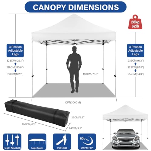 Image of COBIZI 10x15 Heavy Duty Pop Up Canopy Tent with 4 Sidewalls, Cream