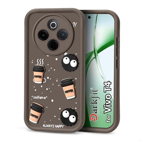 Image of DARKFIT Back Case Cover Compatible with Vivo T4 5G | Cute Fun Cartoon Ball 3D Coffee Silicone Case | Body Protection | Camera Protection | Shock Proof | for Vivo T4 5G | Color Brown | Pack of 1