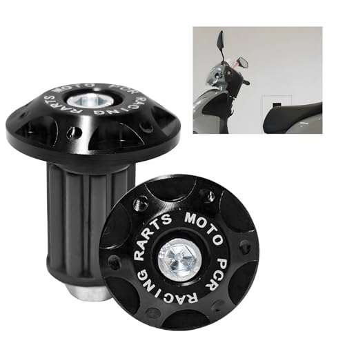 Sbulhia 2 PCS Motorcycle Bar End Plug, Aluminum Alloy Hand Grip End Cap Fits 16-18mm ID Handlebars, Durable Motor Grip Ends Replacement for Electric Scooters & Off-Road Motorcycles (Black)