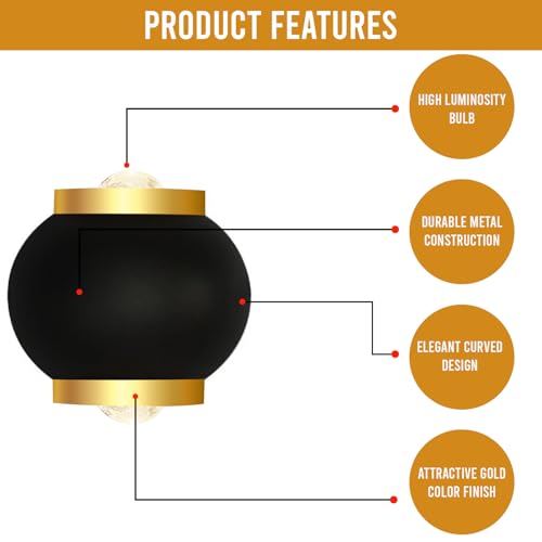 Image of GIGAWATTS 2W Pot Shape Wall Light with 2 Way COB LED 120 Beam Angle Exterior Indoor Mount Fixture Up Down Sconce Lamp for Home Balcony Living Room Bedroom & Outdoor (1Pc, Warm White)