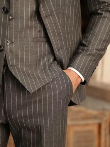 Men's Pinstripe 3 Piece Suit Slim Fit Gomez Addams Casual Suit Business Wedding Halloween Party Suits Set ALV094