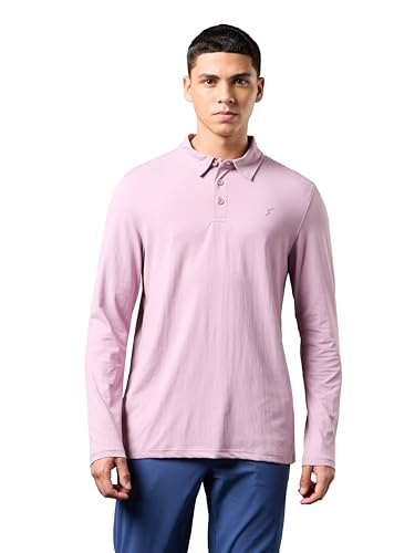 Image of TECHNOSPORT Mens Slim Fit Solid Full Sleeve Cotflex Polo T-Shirt for Regular and Casual Uses