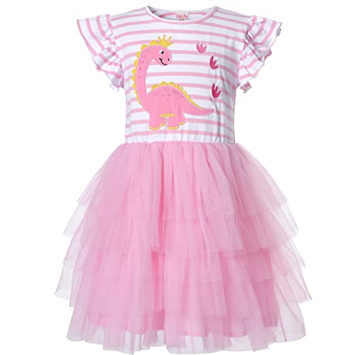 VASCHY Tulle Dress for Girls, Cute Casual Ruffle Princess Outfit Clothes,Toddler/Little/Big Kid Girls Clothing Size 2-10T2