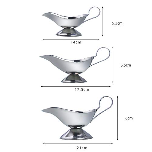 Stainless Steel Sauce Boat, Gravy Boat with Ergonomic Handle and Non-Drip Lip Seasoning Dishes Condiment Dip Bowls for Home Cafe Restaurant(3 oz) - Image 3