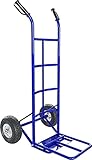 BRICOZONE Carrello A Mano Portapacchi Portata 250 Kg Con Ruote Pneumatiche Rinforzate E Ribalta In Acciaio Tubolare Trasporto Pacchi Grandi Portasacchi Portacasse Grandi Pesi 63 x 53 x 116 Cm Blu