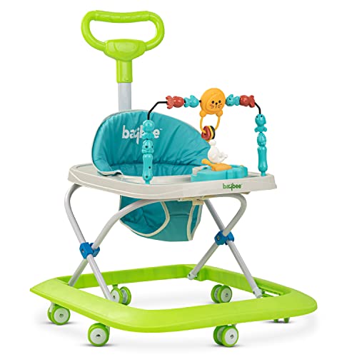 Image of Baybee Nexus Baby Walker for Kids with Parental Push Handle & 2 Height Adjustable, Multi-Function Folding Activity Walker for Baby with Musical Toy Bar | Walker Baby 6-18 Months Boy Girl (Light Green)