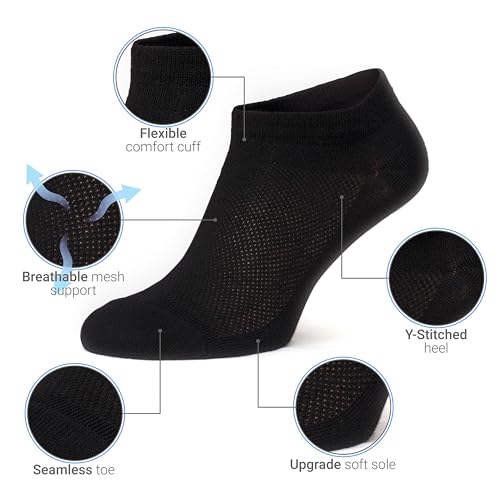 Image of Duna Ankle Socks for Womens - Ultra Thin Breathable Cotton Sport Socks - Athletic, Running, Low Cut, No Show (4 and 6 pairs)