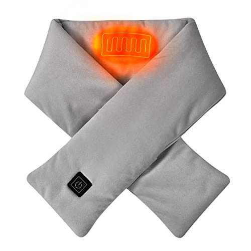 fuguzhu USB Heizschal mit 3 Stufen Einstellbarer Temperatur, Weicher Beheizter Schal, Machen Sie Ihren Nackenwärmer, Schnelles Aufheizen, USB-beheizter Schal für Damen und Herren (Grau) Cover