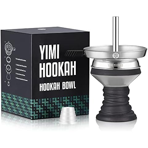 Yimi Hookah Premium Ceramic Hookah Bowl, Stainless Steel Bowl Screen, Hookah Chimney Charcoal Bowl Kit (White) Cover