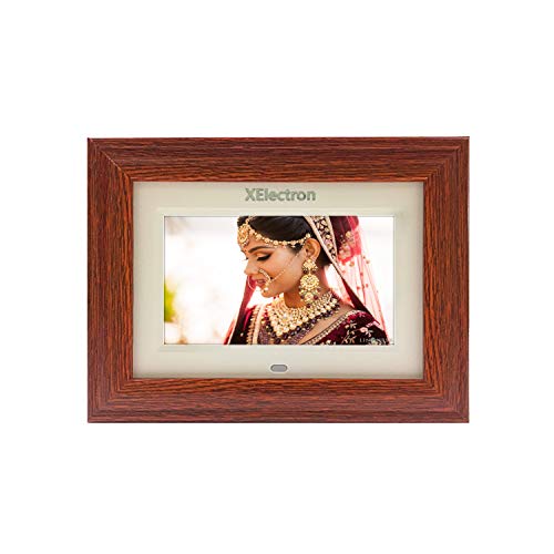 Image of XElectron 7 inch IPS LED Digital Photo Frame with HD Display, Auto-Rotate, Play Photos, Videos, Music and Slideshow with SD Card, USB Ports (Wooden)