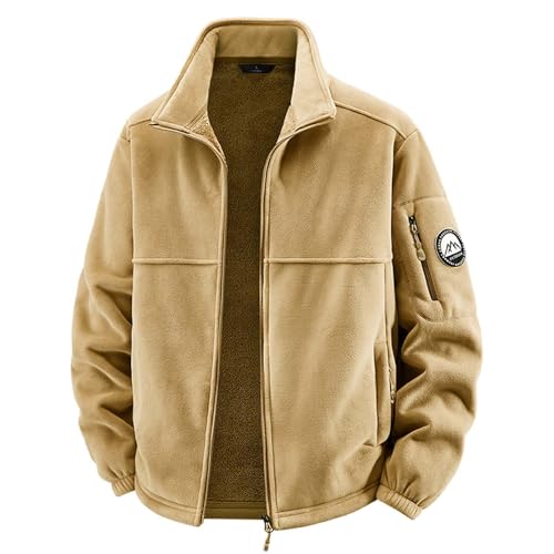 Forros Polares Hombre - Chaqueta Polar Acolchada y Gruesa de Invierno para Hombre, Resistente al y cálida, de Talla Grande (Khaki, XXXL)