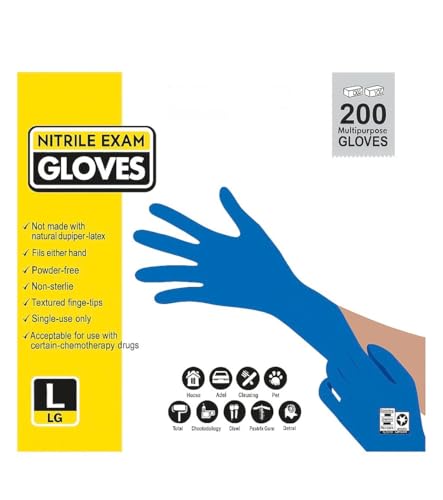 Kirkland Nitrile Exam Multi-Purpose Large Gloves Latex-free 200 Count Blue