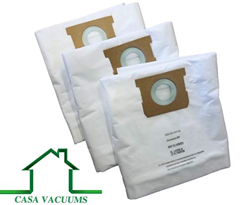 CASA VACUUMS 3 PK replacement for Shop-Vac 5-8 Gallon HEPA FILTRATION Disposable Collection