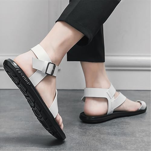 Summer Toe Corrector Sandal, Men Soft Cross Strap Bunion Splints Sandals with Adjustable Metal Buckle Strap, Open Toe Plantar Fasciitis Beach Flip Flops, for Valgus Big Bone Orthopedic(White,7)4