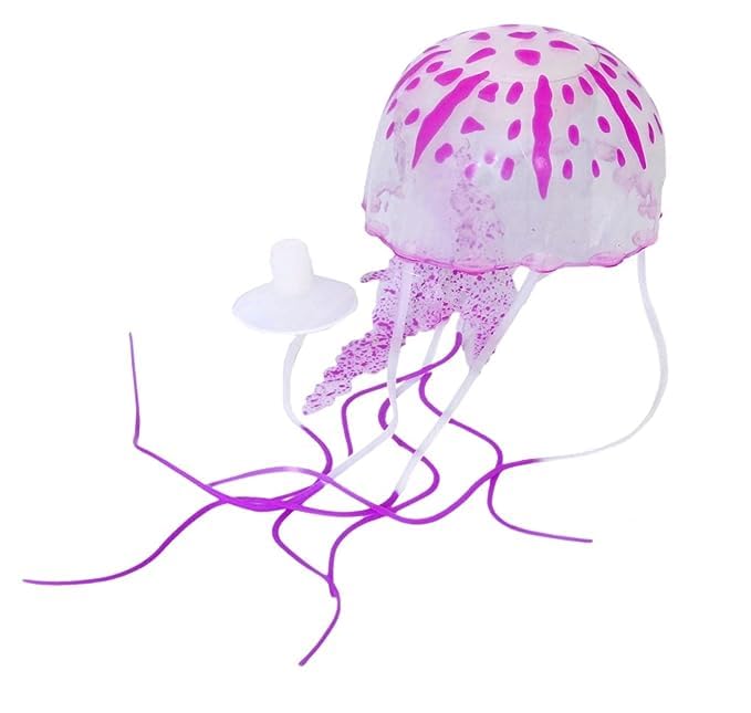 animaux Glowing Effect Floating Jellyfish Fish Tank Ornament Decor 1 Pcs, Random Color - Small (Pink)