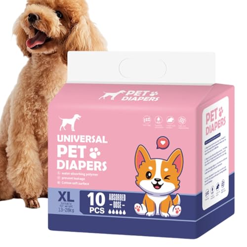 犬用おむつ 高吸収性 内芯 柔らかい素材 調節可能フィット感 10枚入り 発情期 排尿興奮期 トレーニング中 男女兼用 快適な着用 漏れ防止 (XL)